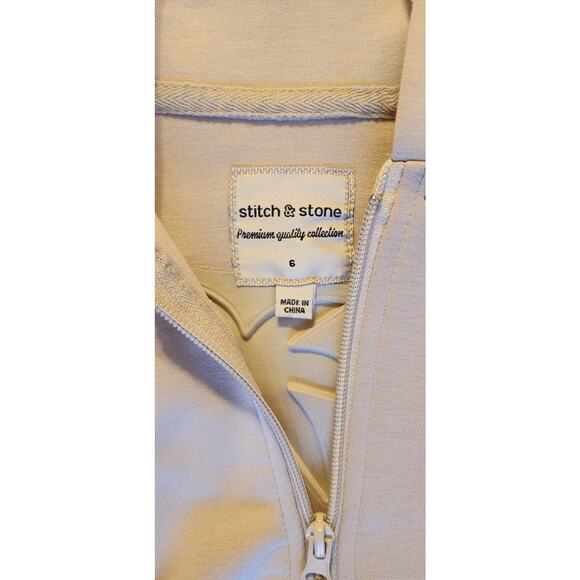 Stitch & Stone Kids 6 Beige Tan Surf Beach Puff Print Zip Hoodie NWOT - Picture 2 of 6